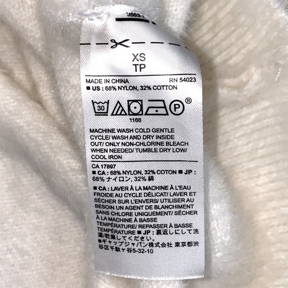 Banana Republic White Oversized Fuzzy Sweater Top, Size XS - Picture 6 of 6